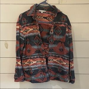 Women's  Lightweight Aztec Button Down Shirt